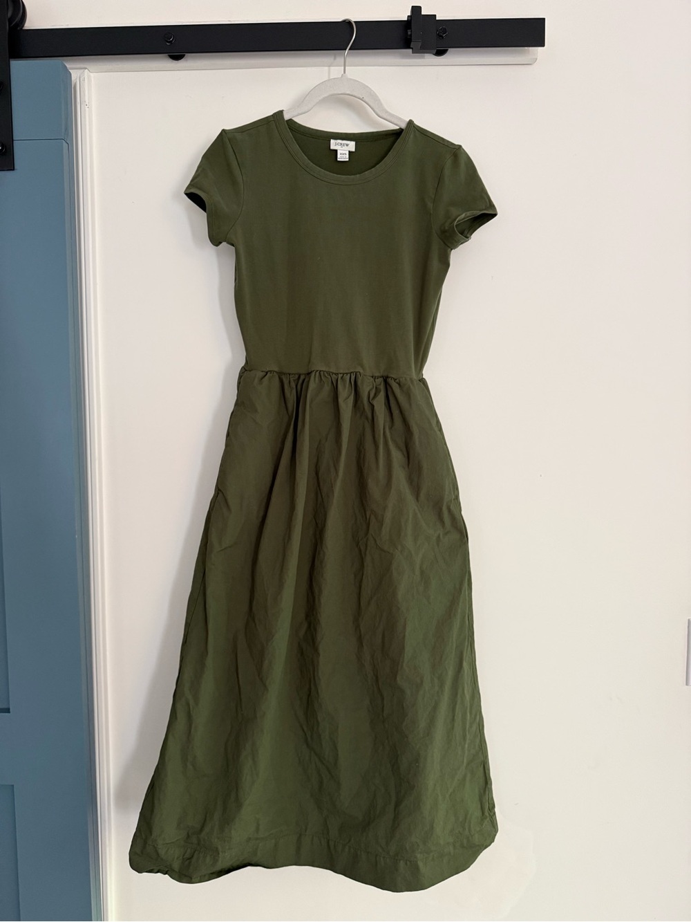 J. Crew Olive Green Short Sleeve Midi Dress
